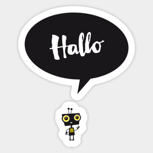 Little robot with speech bubble and typography Sticker